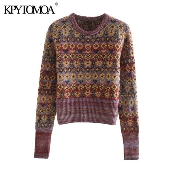 kpytomoa women fashion jacquard cropped knitted sweater vintage o neck long sleeve female pullovers chic lj201126, White;black
kpytomoa women fashion jacquard cropped knitted sweater vintage o neck long sleeve female pullovers chic lj201126, White;black