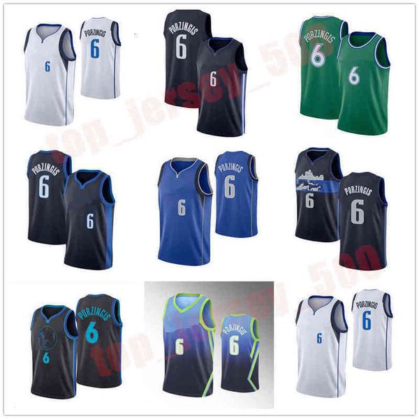 2021-2022 stitched basketball jersey 6 kristaps porzingis, Black;red