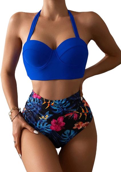 women's printed 2 piece bathing suits halter push up bikini set c6eo#, White;black
women's printed 2 piece bathing suits halter push up bikini set c6eo#, White;black