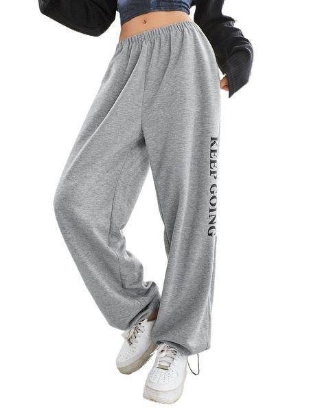 dazy letter graphic drawstring hem sweatpants o6vw#, Black;white