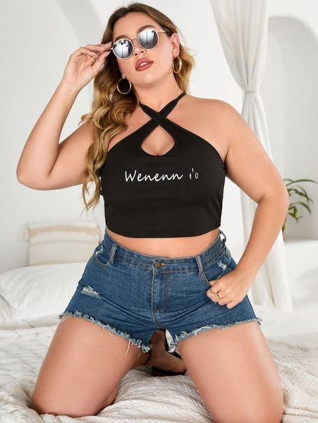 plus letter graphic criss cross g7xl#, Black
plus letter graphic criss cross g7xl#, Black