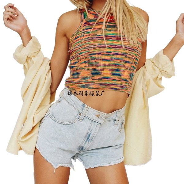 2021 new summer new foreign trade women's amazon fashion personality popular color short vest sweater 90nz#, White
2021 new summer new foreign trade women's amazon fashion personality popular color short vest sweater 90nz#, White