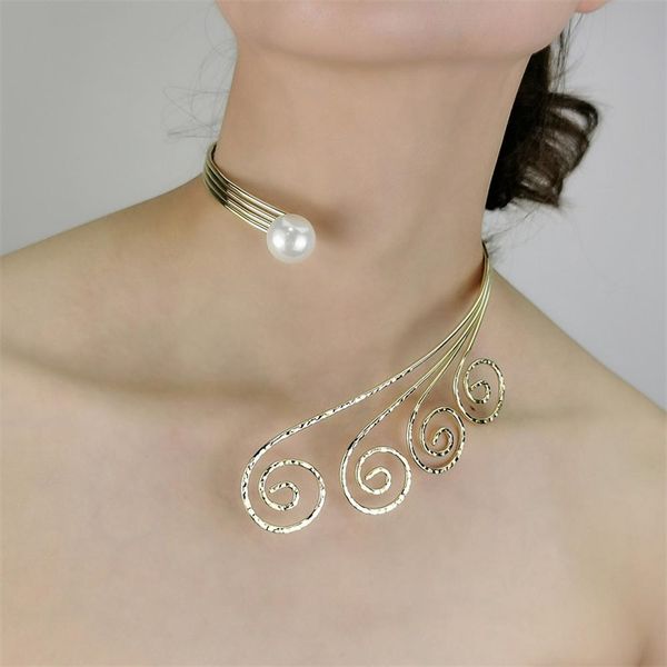 manilai boho metal torques choker with simulated pearl punk jewelry statement bib collar necklace for women accessories, Silver
manilai boho metal torques choker with simulated pearl punk jewelry statement bib collar necklace for women accessories, Silver