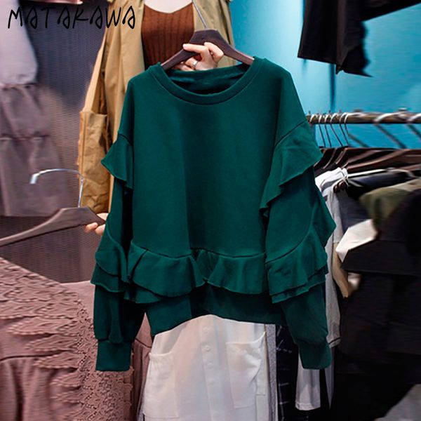 ruffled stitching longsleeved fashion hoodies korea round neck sweatshirt women autumn sweet ladies 210506, Black
ruffled stitching longsleeved fashion hoodies korea round neck sweatshirt women autumn sweet ladies 210506, Black