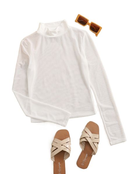 mock neck mesh without bra m84s#, White
mock neck mesh without bra m84s#, White