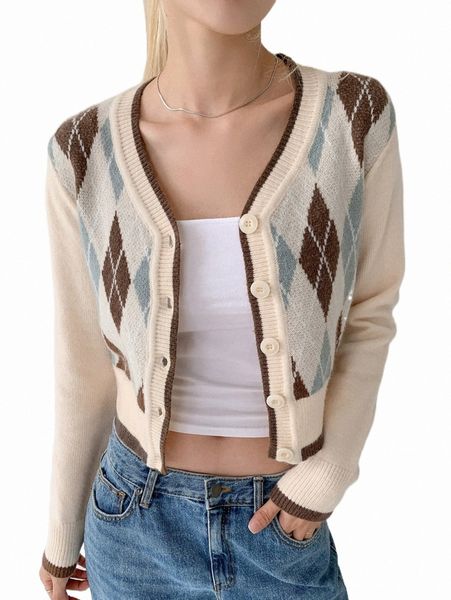 dazy argyle pattern button up cardigan o94o#, White;black
dazy argyle pattern button up cardigan o94o#, White;black