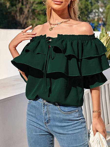 summer women solid shirt ruffles casual slash neck blouse lace-up long flare sleeve loose pullover ladies shirts streetwear blusas, White
summer women solid shirt ruffles casual slash neck blouse lace-up long flare sleeve loose pullover ladies shirts streetwear blusas, White