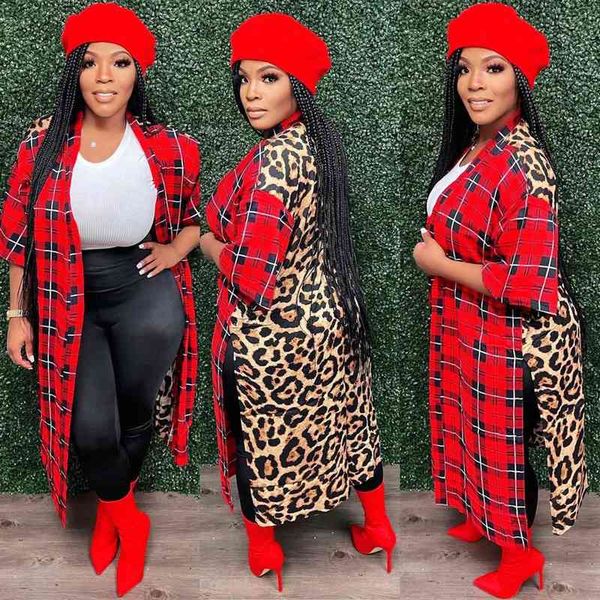 m20788 women's simple coat commuting temperament red leopard cardigan printed, White
m20788 women's simple coat commuting temperament red leopard cardigan printed, White