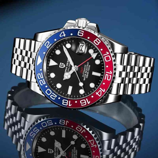 pagani design brand gmt mechanical men watches 40mm sapphire glass luxury stainless steel waterproof automatic wristwatches 1662, Slivery;brown
pagani design brand gmt mechanical men watches 40mm sapphire glass luxury stainless steel waterproof automatic wristwatches 1662, Slivery;brown