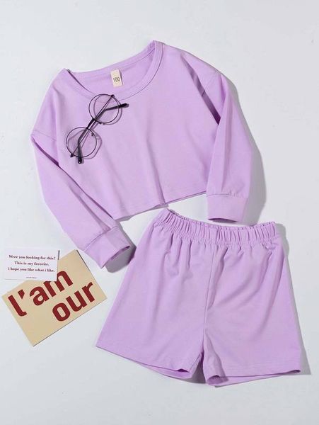 toddler girls solid pullover & shorts she, White