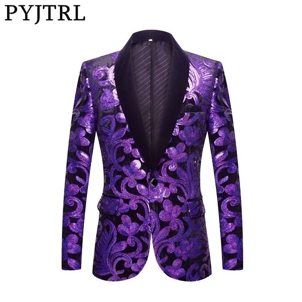 pyjtrl sequins velvet series men purple velvet floral sequins blazers wedding prom stage dj singers suit jacket slim fit costume 201104, White;black
pyjtrl sequins velvet series men purple velvet floral sequins blazers wedding prom stage dj singers suit jacket slim fit costume 201104, White;black