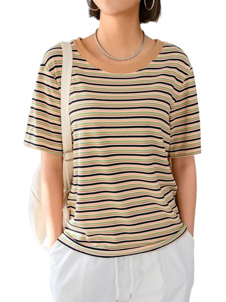 dazy striped print tee 64ia#, White
dazy striped print tee 64ia#, White