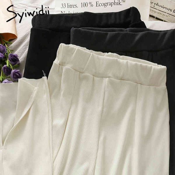 folds elastic high waist pants women casual solid black loose trousers spring summer korean fashion flare pant 210415, Black;white
folds elastic high waist pants women casual solid black loose trousers spring summer korean fashion flare pant 210415, Black;white