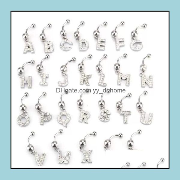 navel bell button rings body jewelry 26 inital letters charming piercing crystal rhinestone inlaid belly ring stainless steel drop deliver, Silver
navel bell button rings body jewelry 26 inital letters charming piercing crystal rhinestone inlaid belly ring stainless steel drop deliver, Silver