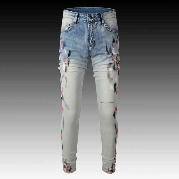 men's jeans fashion high street fashion brand heavy water wash light color graffiti splash ink hole jeans men's elastic slim pants, Blue
men's jeans fashion high street fashion brand heavy water wash light color graffiti splash ink hole jeans men's elastic slim pants, Blue