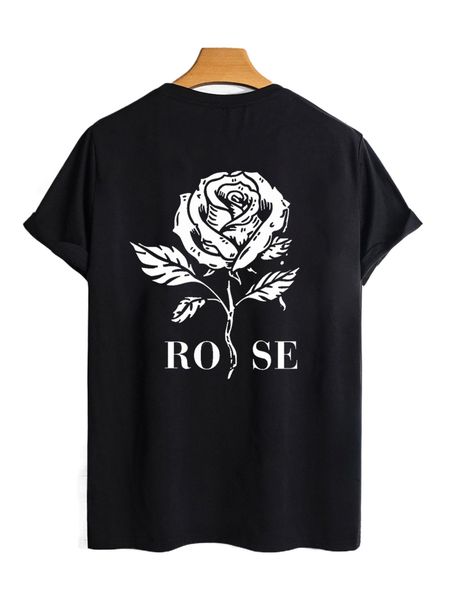 men letter & floral print tee 45eh#, White;black