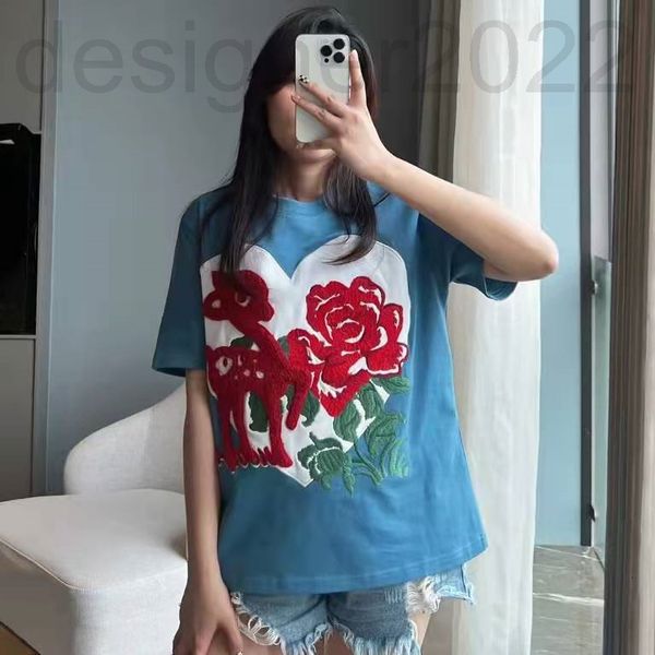 women's t-shirt designer crow spring and summer paste cloth embroidery plush deer silhouette female pure cotton round neck tueo, White
women's t-shirt designer crow spring and summer paste cloth embroidery plush deer silhouette female pure cotton round neck tueo, White
