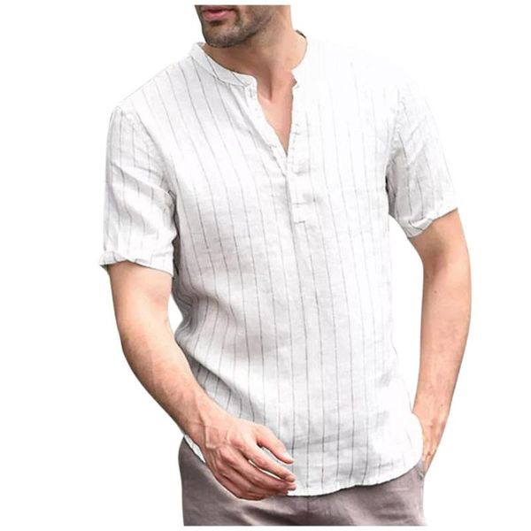 men's casual shirts 2022 men striped shirt cotton linen lapel streetwear short sleeve button basic summer camisa masculina s-3xl, White;black
men's casual shirts 2022 men striped shirt cotton linen lapel streetwear short sleeve button basic summer camisa masculina s-3xl, White;black