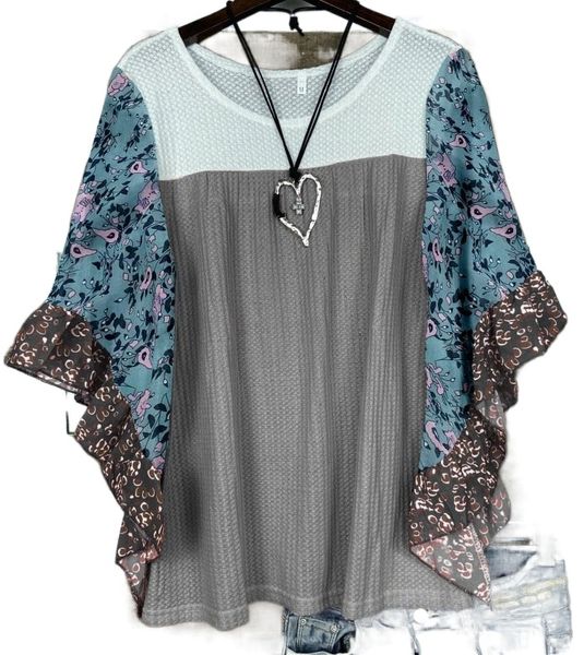 2022 cross-border european and american amazon women's spring and summer wish bat sleeve print colorblock waffle t-shirt women w19o#, White
2022 cross-border european and american amazon women's spring and summer wish bat sleeve print colorblock waffle t-shirt women w19o#, White