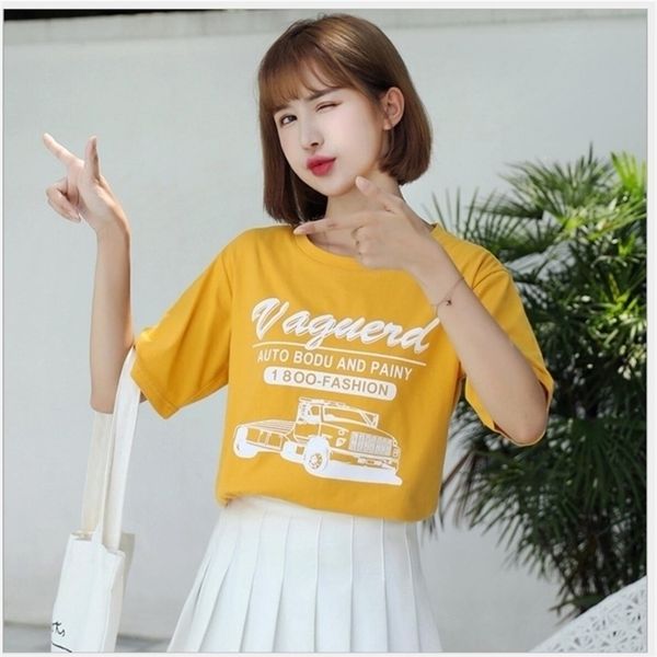 women yellow tshirts fashion printed t shirt summer casual tee ladies clothes 210317, White
women yellow tshirts fashion printed t shirt summer casual tee ladies clothes 210317, White