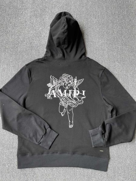 men's high street meichao and women's loose angel cupid foam printed coil sweater os hoodie, Black
men's high street meichao and women's loose angel cupid foam printed coil sweater os hoodie, Black