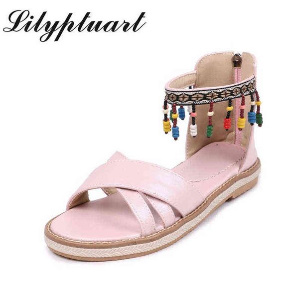 sandals roman comfortable flat wear resistant tendon bottom national style beaded women sandals 220315, Black
sandals roman comfortable flat wear resistant tendon bottom national style beaded women sandals 220315, Black