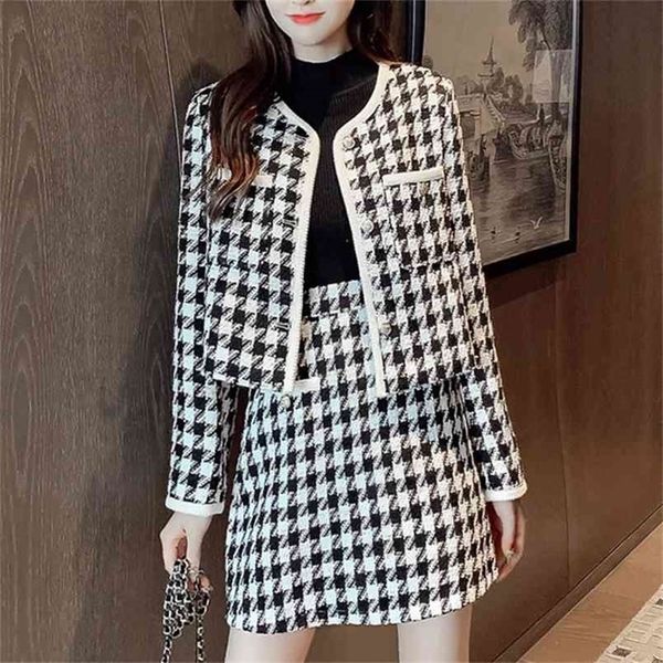 skirt set autumn winter europe ladies houndstooth tweed jacket coat plaid mini suits elegant two piece women 210514, White
skirt set autumn winter europe ladies houndstooth tweed jacket coat plaid mini suits elegant two piece women 210514, White