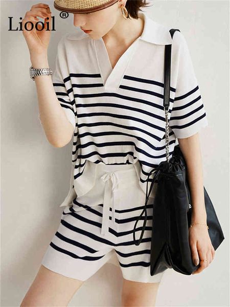 black and white stripe knit two piece sets womens outfits jogger summer shorts casual drawstring knitted tracksuit set, Black;white
black and white stripe knit two piece sets womens outfits jogger summer shorts casual drawstring knitted tracksuit set, Black;white