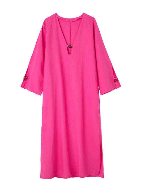 women summer cotton linen gown dress ladies vintage three-quarter sleeve v-neck rose red dress l220714, Black;gray
women summer cotton linen gown dress ladies vintage three-quarter sleeve v-neck rose red dress l220714, Black;gray