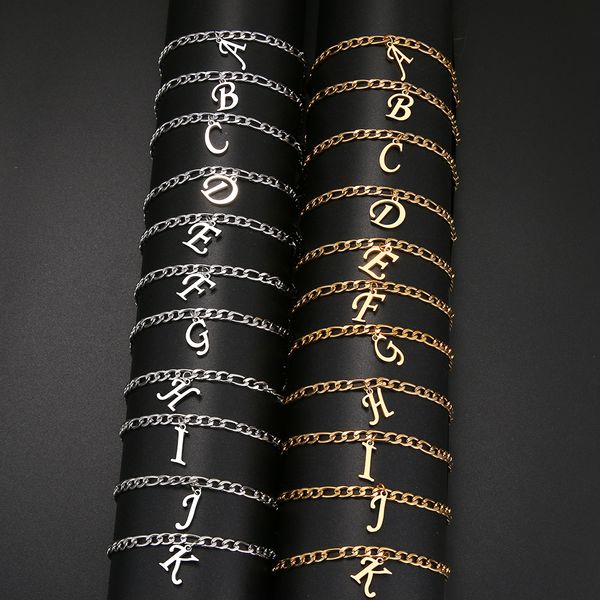 316l stainless steel bracelet curb cuban link gold color chain letters a-z fashion bracelets for men women basic punk, Black
316l stainless steel bracelet curb cuban link gold color chain letters a-z fashion bracelets for men women basic punk, Black
