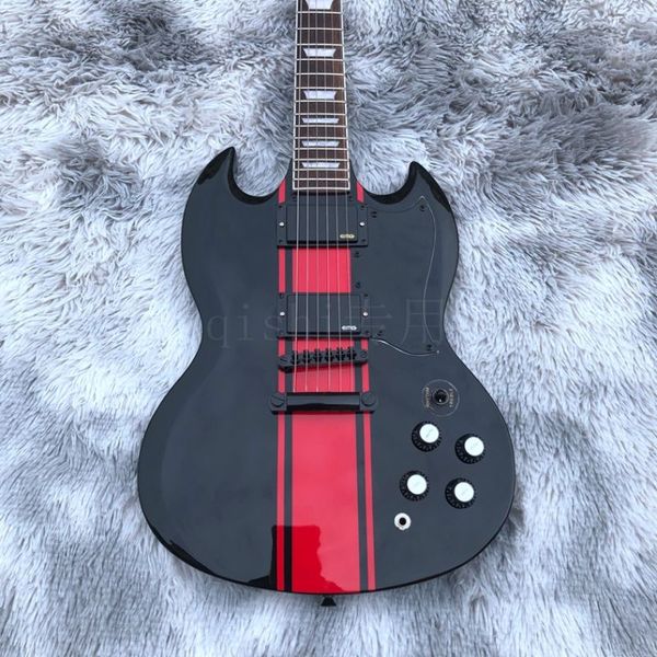 electric guitar chinese custom oem factory red and black line on guitar 
electric guitar chinese custom oem factory red and black line on guitar