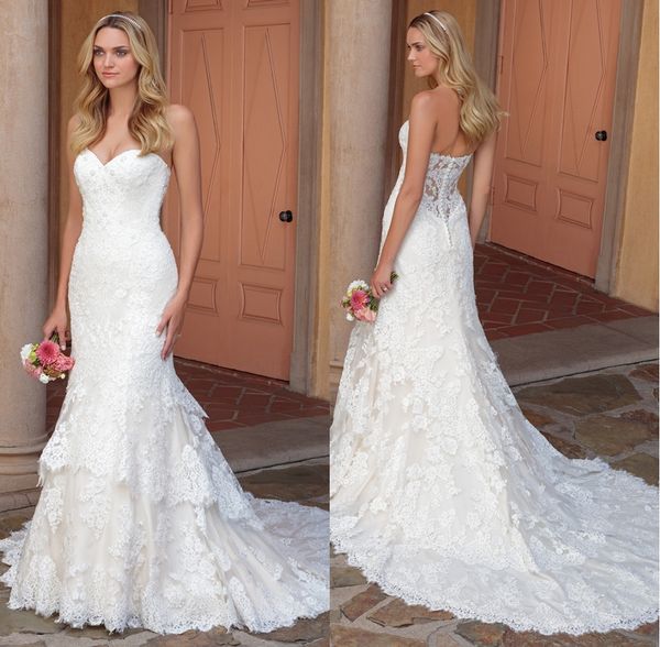 2019 new design sweetheart tiered skirt wedding dresses mermaid bridal gowns strapless lace appliqued vintage wedding gowns bride dress, White
2019 new design sweetheart tiered skirt wedding dresses mermaid bridal gowns strapless lace appliqued vintage wedding gowns bride dress, White