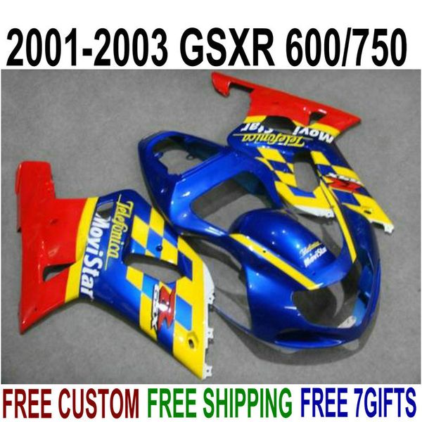 abs motorcycle fairing kit for suzuki gsxr600 gsxr750 2001 2002 2003 k1 yellow blue movistar fairings set gsx-r600/750 01-03 ra42
abs motorcycle fairing kit for suzuki gsxr600 gsxr750 2001 2002 2003 k1 yellow blue movistar fairings set gsx-r600/750 01-03 ra42