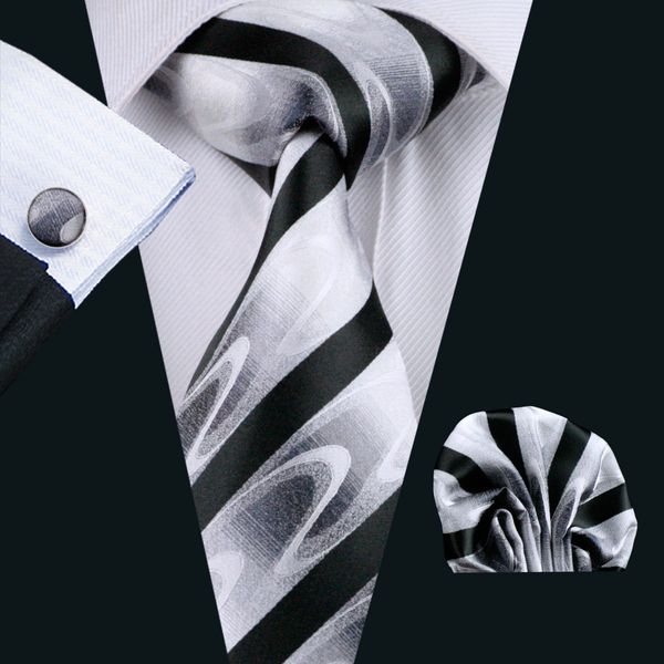 

черная полоса бизнес мужская tie носовой платок запонки комплект шелкового встреча повседневный партии галстук жаккардовые тканая n-1081, Black;blue