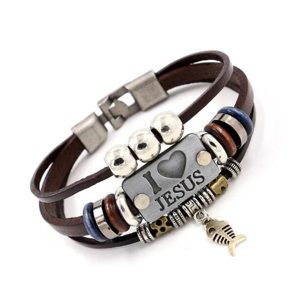 dhl i love jesus charm bracelets vintage fish pendant christian multilayer leather bracelets for mens women bangle, Golden;silver
dhl i love jesus charm bracelets vintage fish pendant christian multilayer leather bracelets for mens women bangle, Golden;silver