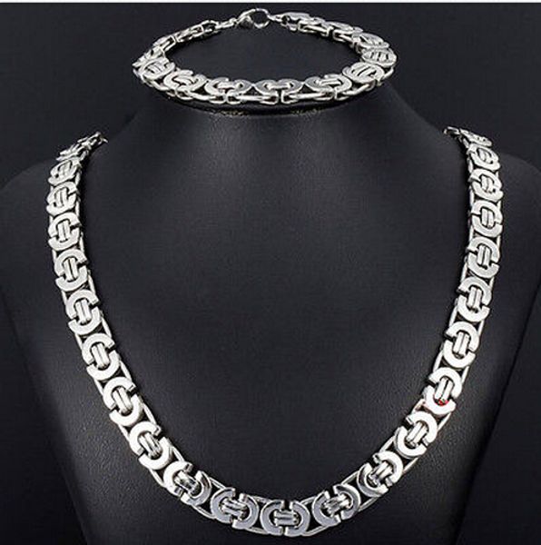 new style jewlery set 8mm silver tone flat byzantine chain necklace & bracelet 316l stainless steel bling for fashion mens xmas gift jewelry
new style jewlery set 8mm silver tone flat byzantine chain necklace & bracelet 316l stainless steel bling for fashion mens xmas gift jewelry