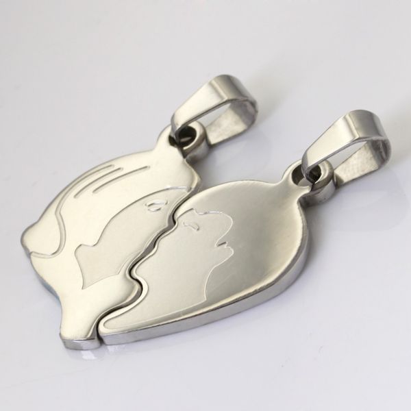men and women head pendant necklace stainless steel jewelry lovers 1 set, Silver
men and women head pendant necklace stainless steel jewelry lovers 1 set, Silver