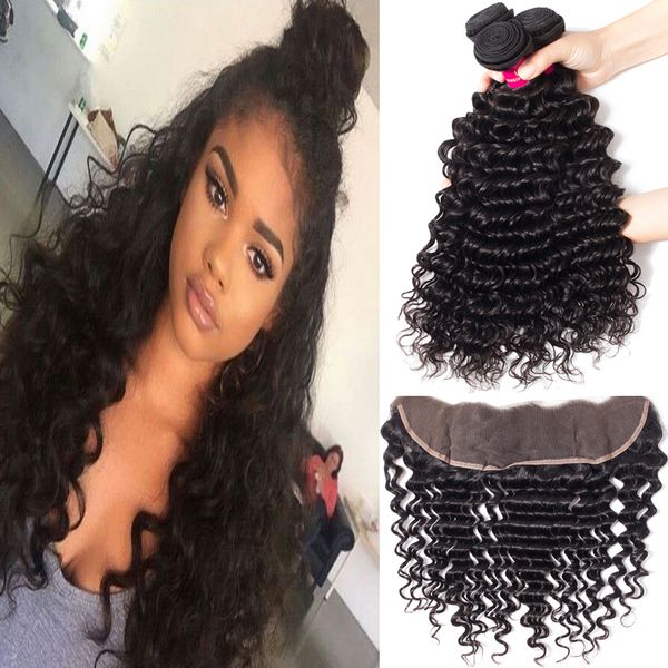 3 bundles brazilian deep wave bundles with lace frontal closure hair weave bundles 100% remy brazilian peruvian indian human hair extensions, Black;brown
3 bundles brazilian deep wave bundles with lace frontal closure hair weave bundles 100% remy brazilian peruvian indian human hair extensions, Black;brown