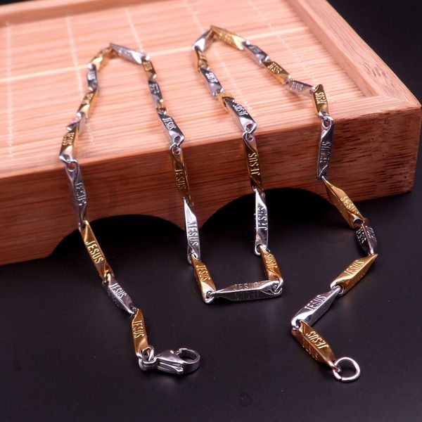 jesus cool silver and golden tonal 316 stainless steel men's stick chain necklace wholesale
jesus cool silver and golden tonal 316 stainless steel men's stick chain necklace wholesale