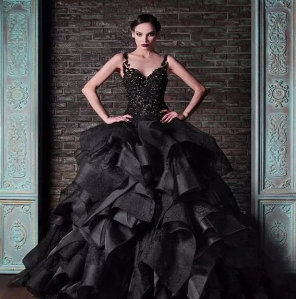 rami kadi black ball gown wedding dresses spaghetti straps vintage lace organza ruffles puffy gothic bridal formal dress wedding gowns, White
rami kadi black ball gown wedding dresses spaghetti straps vintage lace organza ruffles puffy gothic bridal formal dress wedding gowns, White