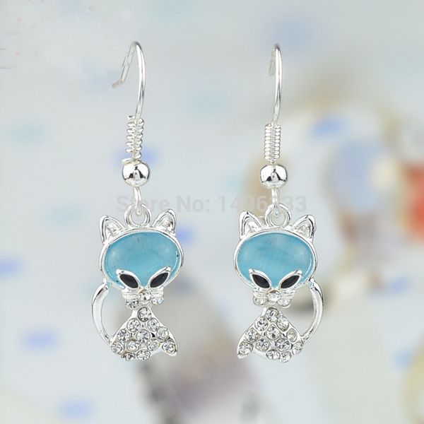 Animal Earrings Silver Plated Lovely Kitty Cat Blue Opal Cluster Fashion Womens Jewelry for Girl Friend
Animal Earrings Silver Plated Lovely Kitty Cat Blue Opal Cluster Fashion Womens Jewelry for Girl Friend