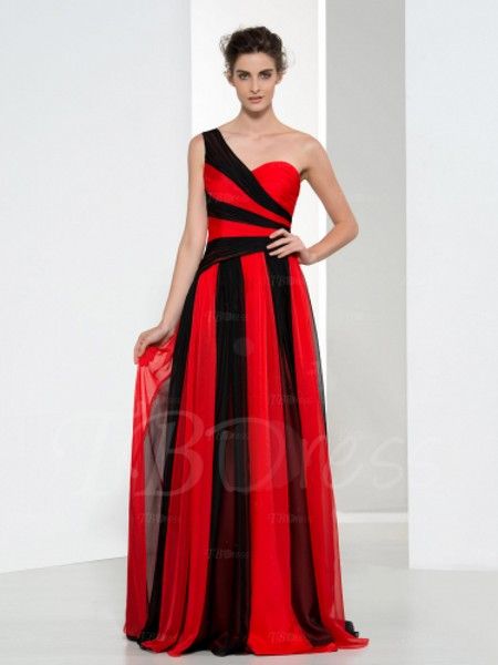 2016 fashion new arrival charming one-shoulder zipper-up pleats contrast color long chiffon evening dresses 1010, Black;red 
2016 fashion new arrival charming one-shoulder zipper-up pleats contrast color long chiffon evening dresses 1010, Black;red