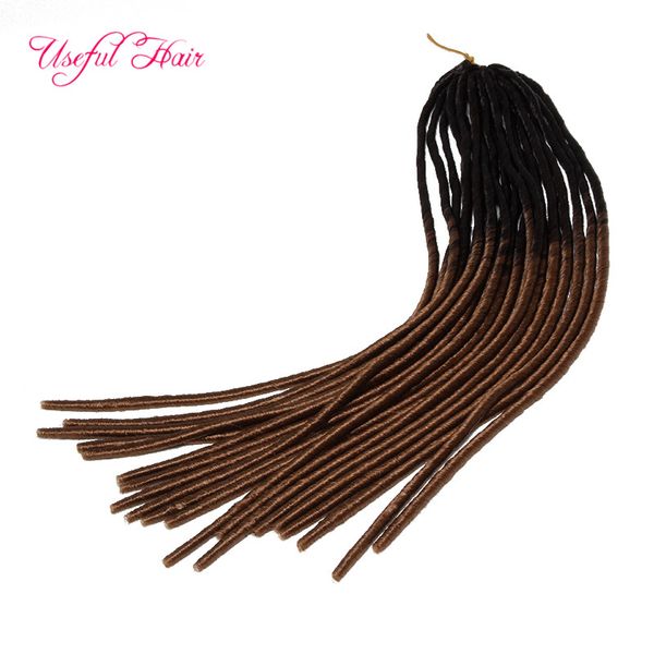

1b 30 ombre brown 20" sell softex braid in bundles dreadlocks faux locs synthetic braiding crochet braids hair marley hair extensions, Black