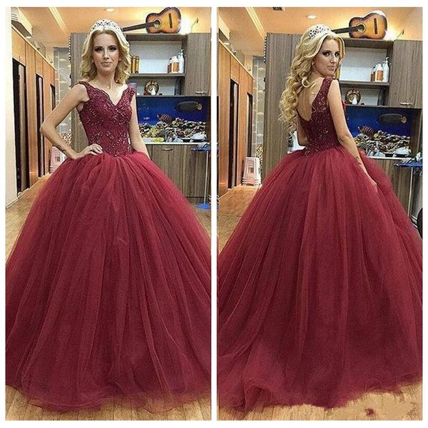 custom made burgundy prom dress ball gown 2018 v neck lace tulle puffy skirt quinceanera gown girls pageant dresses vestido de 15 anos, Black
custom made burgundy prom dress ball gown 2018 v neck lace tulle puffy skirt quinceanera gown girls pageant dresses vestido de 15 anos, Black