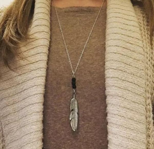 vintage lava rock bead feather leaves tassel long chain pendant necklace sweater black lava necklace statement women jewelry christmas gift, Silver
vintage lava rock bead feather leaves tassel long chain pendant necklace sweater black lava necklace statement women jewelry christmas gift, Silver