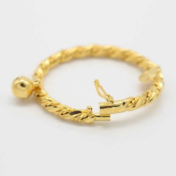 high polished hinged bangle 18k yellow gold filled 4mm baby's bell bracelet inner perimeter 4.33inches, Black
high polished hinged bangle 18k yellow gold filled 4mm baby's bell bracelet inner perimeter 4.33inches, Black