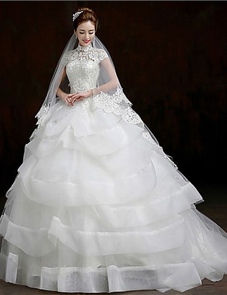 2016 new fashion elegant ball gown white court train high neck short sleeves lace/organza luxurious wedding dresses 200
2016 new fashion elegant ball gown white court train high neck short sleeves lace/organza luxurious wedding dresses 200