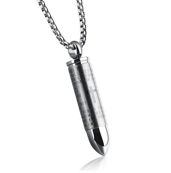 punk bullet pendant necklaces for men cross & bible design box link chain 3 colors god bless you personality gift gx1137, Silver
punk bullet pendant necklaces for men cross & bible design box link chain 3 colors god bless you personality gift gx1137, Silver