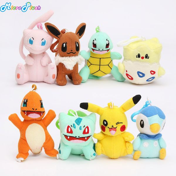 8pcs/lot pikachu doll toy bulbasaur piplup charmander eevee mew squirtle plush stuffed pendant toy with hook
8pcs/lot pikachu doll toy bulbasaur piplup charmander eevee mew squirtle plush stuffed pendant toy with hook