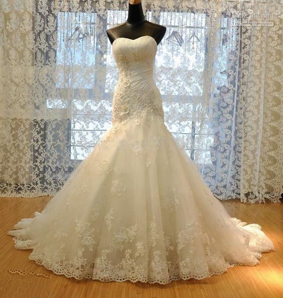 custom strpless lace mermaid wedding dresses 2020 with beaded appliques sweep train tulle wedding birdal gowns vestidos de novia, White
custom strpless lace mermaid wedding dresses 2020 with beaded appliques sweep train tulle wedding birdal gowns vestidos de novia, White
